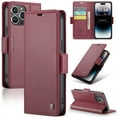 thumbnail image 1 of Jiahe Cover for iPhone 14 Pro, Wallet Case with Card Holder Stand,with RFID Blocking Hybrid Shockproof Magnetic Clasp Flip Leather Full Body Protection Case Cover, wine, 1 of 7