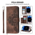 thumbnail image 1 of Jiahe Cover for iPhone 14, Wallet Case with Card Holder,Embossde Flower Flip Leather Magnetic Shockproof Card Slots Stand with Shoulder Strap Full Body Cover Case, brown, 1 of 8
