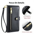 thumbnail image 1 of Jiahe Cover for iPhone XS/X, Multifunctional Wallet Case with Card Holder and Shoulder Strap,PU Leather Magnetic Closure Zipper Pocket Kickstand Wristband Flip Leather Cover, black, 1 of 7