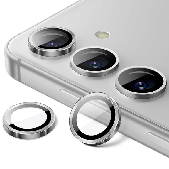 JiaheCover Camera Lens Protector for Samsung Galaxy S25, Individual Metal Ring Tempered Glass Lens Cover,Scratch Resistant Ultra-Thin HD Clear Lens Cover for Galaxy S25,Gray