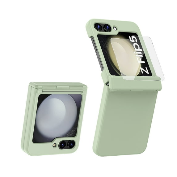 JiaheCover for Samsung Galaxy Z Flip 5 with Screen Protector Case,Rugged Shockproof Hinge Protector Anti-Scratch Hard PC Slim Protective Case for Samsung Galaxy Z Flip 5,6.7 inch,Green