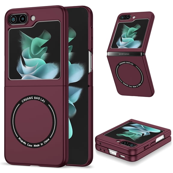 JiaheCover for Samsung Galaxy Z Flip5,6.7 inch Compatible with MagSafe Case,Slim Shockproof MagSafe Anti-Fingerprint Lightweight Case for Galaxy Z Flip 5,Winered
