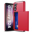 thumbnail image 1 of JiaheCover for Samsung S24 Case with Card Holder Dual Layer Shockproof Galaxy S24 Phone Case Hidden Card Slot Wallet Case Heavy Duty Rugged Case 5G,Red, 1 of 6