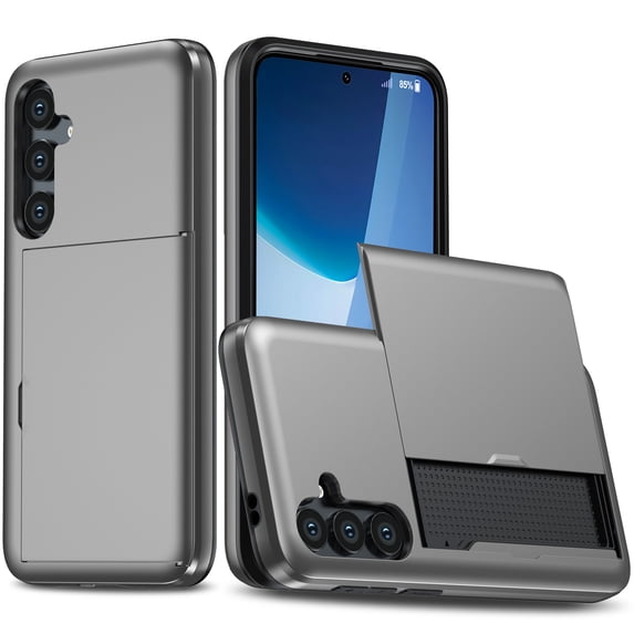 JiaheCover for Samsung S24 Plus Case with Card Holder Dual Layer Shockproof Galaxy S24 Plus Phone Case Hidden Card Slot Wallet Case Heavy Duty Rugged Case 5G,Gray