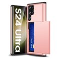 thumbnail image 1 of JiaheCover for Samsung S24 Ultra Case with Card Holder Dual Layer Shockproof Galaxy S24 Ultra Phone Case Hidden Card Slot Wallet Case Heavy Duty Rugged Case 5G,Rosegold, 1 of 8