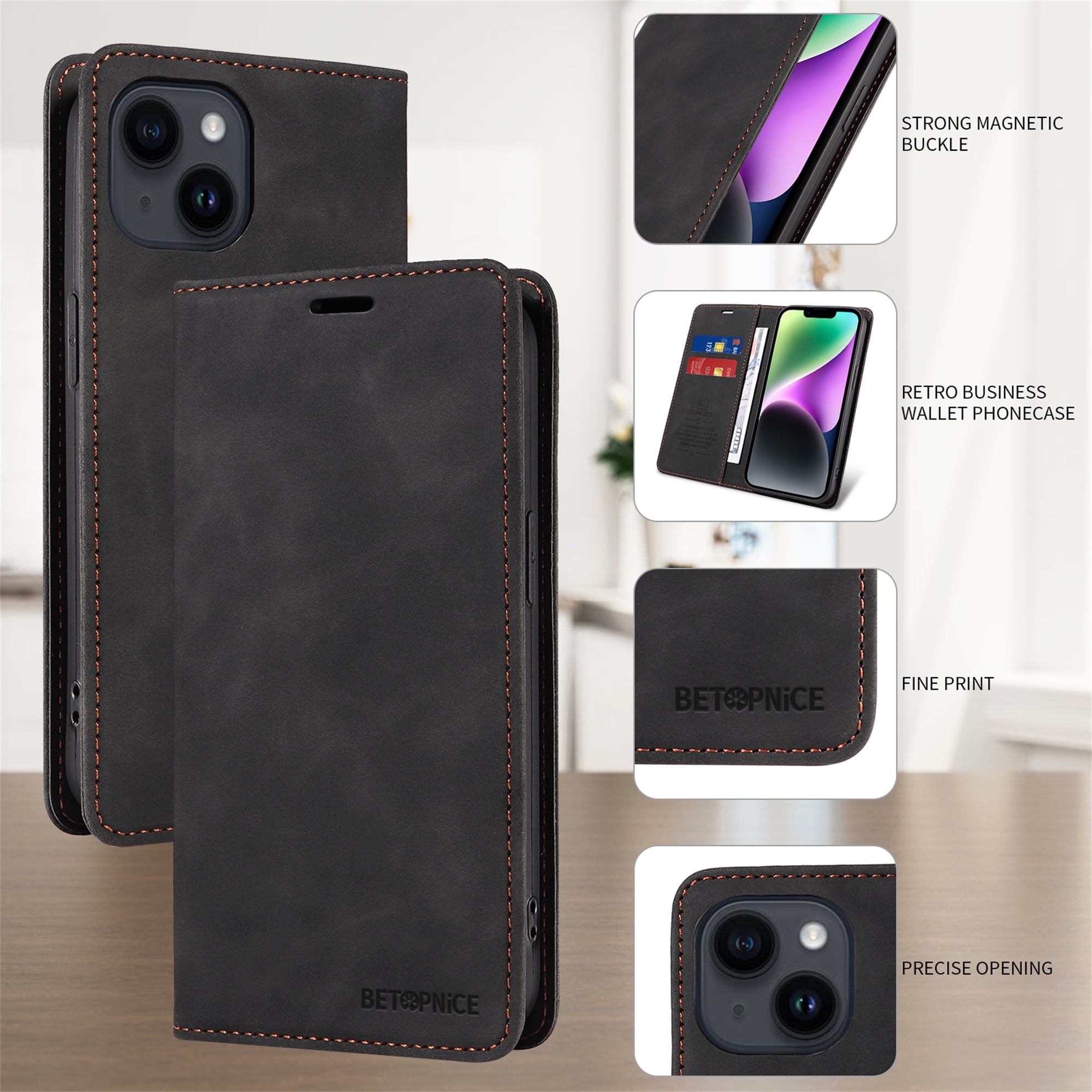 JiaheCover for iPhone 14, Wallet Case with Card Slot Holder,Flip Folio