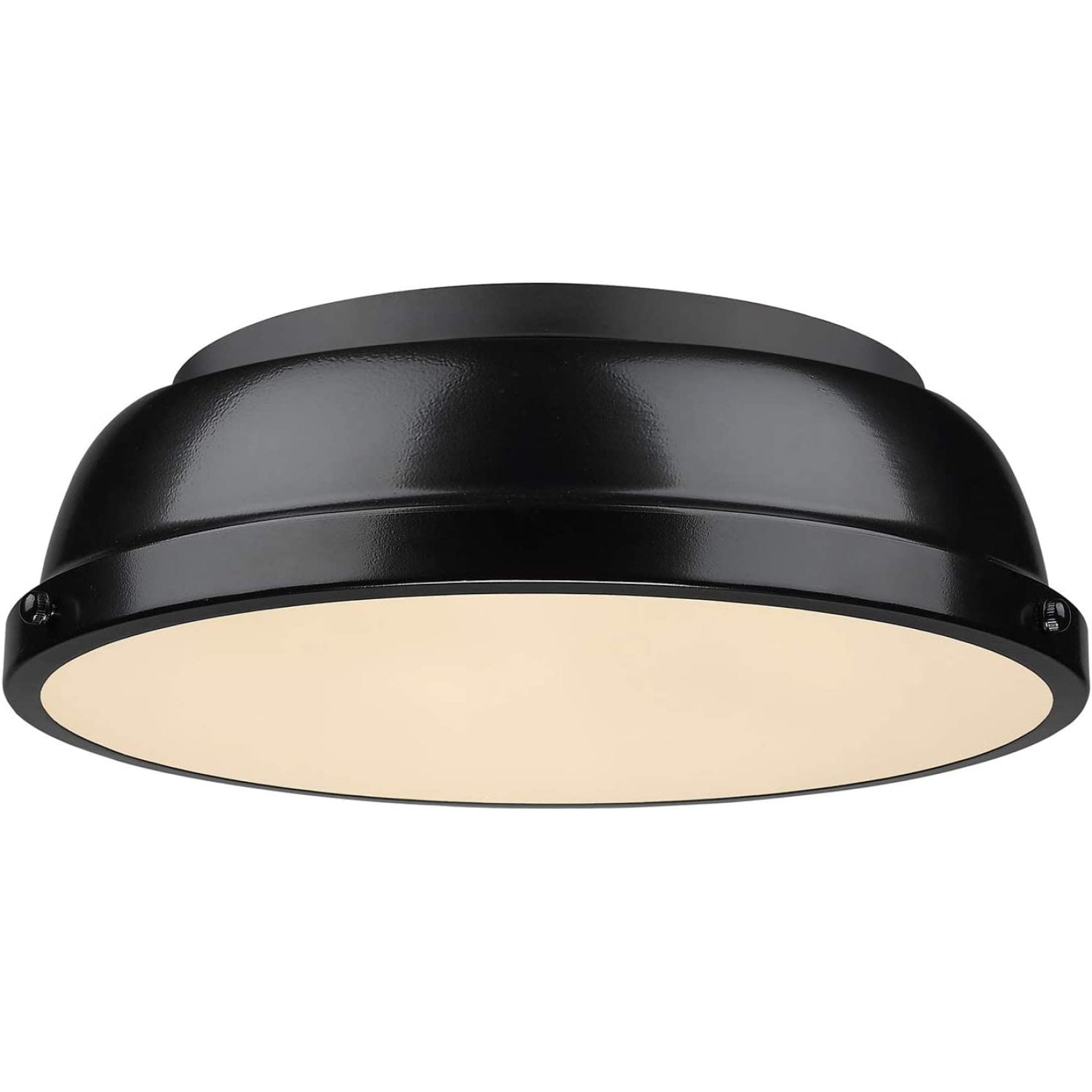 Duncan 14" Matte Black and Brass Vintage-Inspired Flush Mount
