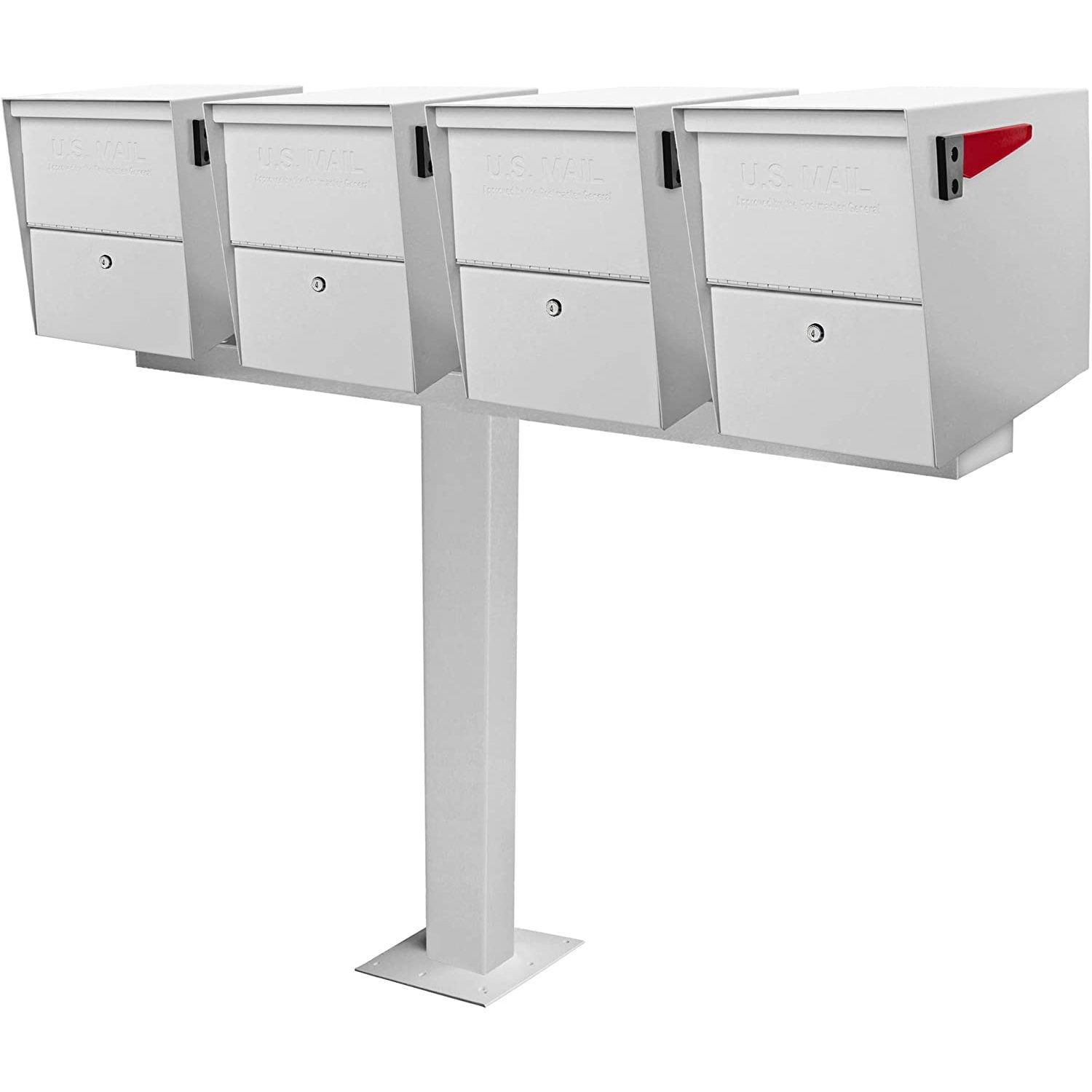 Jiaiun 7136 4 Box Spreader Bar, White Mailbox Mounting Beam