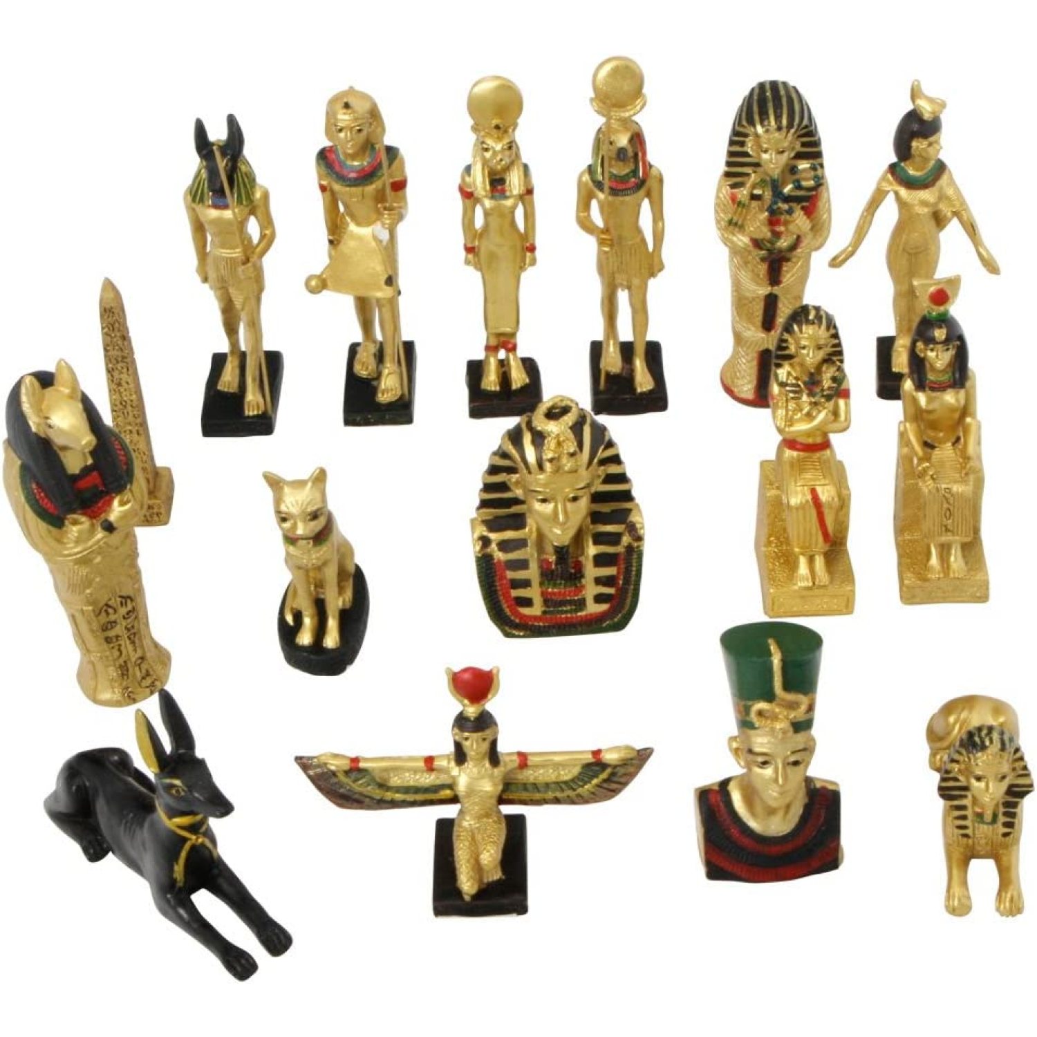 Jiaiun Egyptian Decor, Set of 16 Mini Egyptian Statues