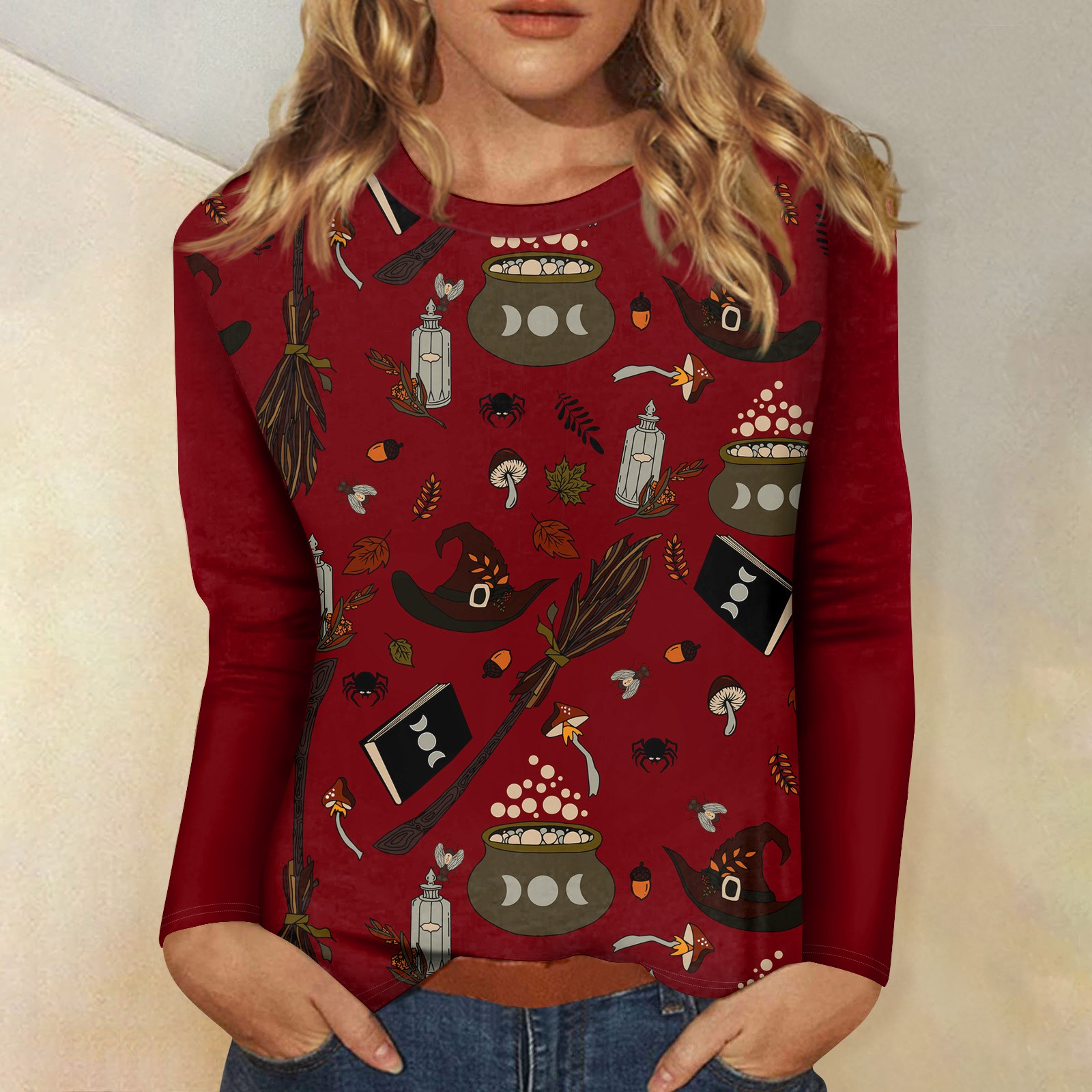 Jiajiamaoyi Halloween Costumes Tshirts for Women Casual Loose Long