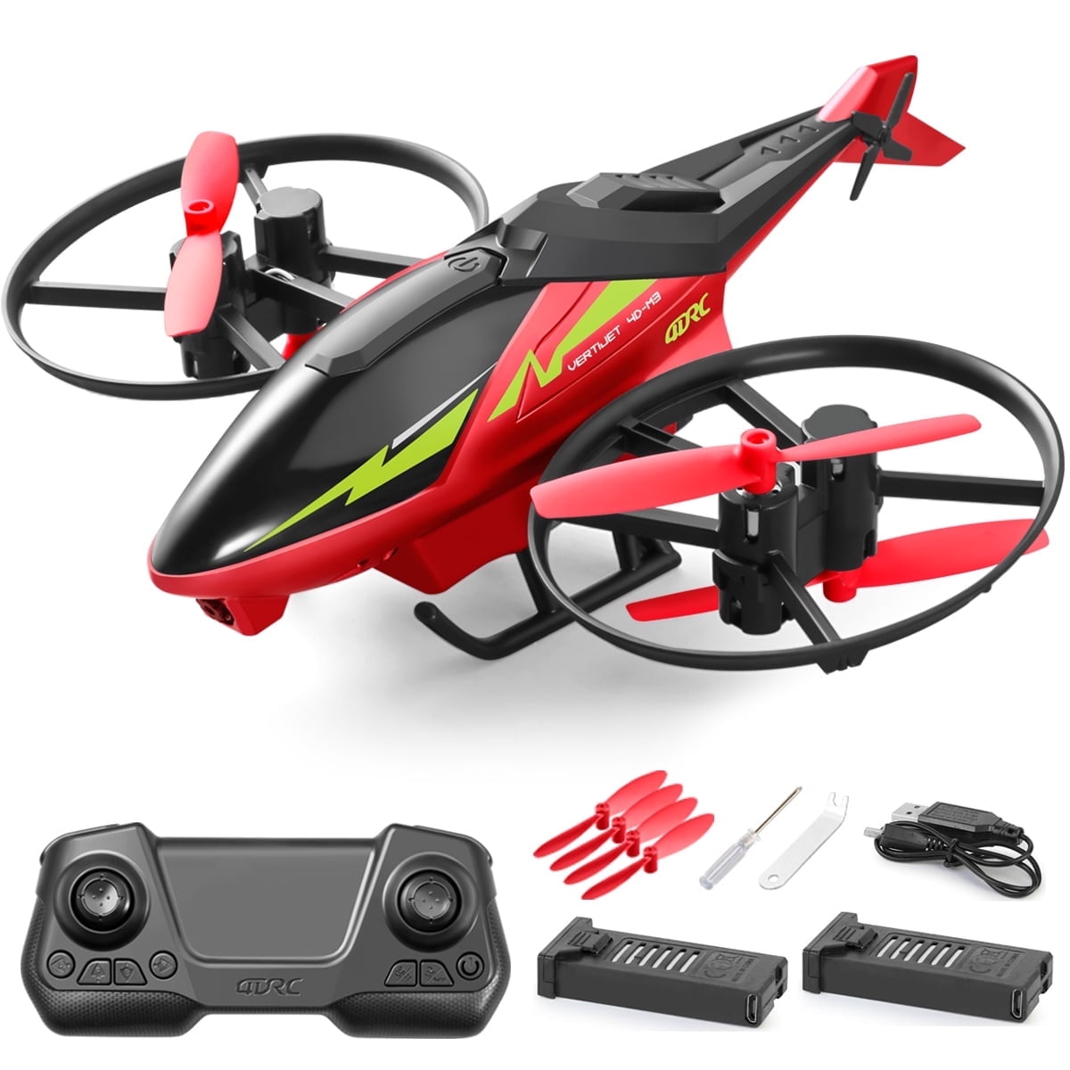 Jiakora 2.4G Remote Control Helicopter RC Airplane Gift for Kids 4-8, 2 Batteries, One Button Takeoff/Landing, Fixed Height Hovering, Air Roll, Birthday Christmas Toy(Red)