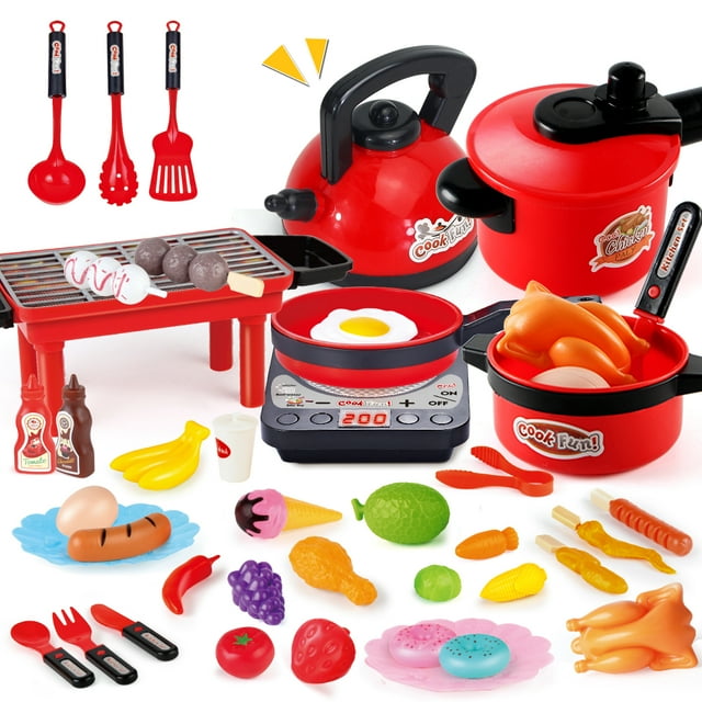 Jiakora Realistic 41pcs Kitchen Playset with Cutting set, Plastic