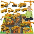 thumbnail image 1 of Jiakora Construction Vehicle Toy Set, 38Pcs, with Play Mat, Construction Worker, Road Signs, Dump Trucks, Excavator, Cement Mixer Trucks, Crane, Toy Gift for Age 3-9 Kids Boys & Girls, 1 of 10