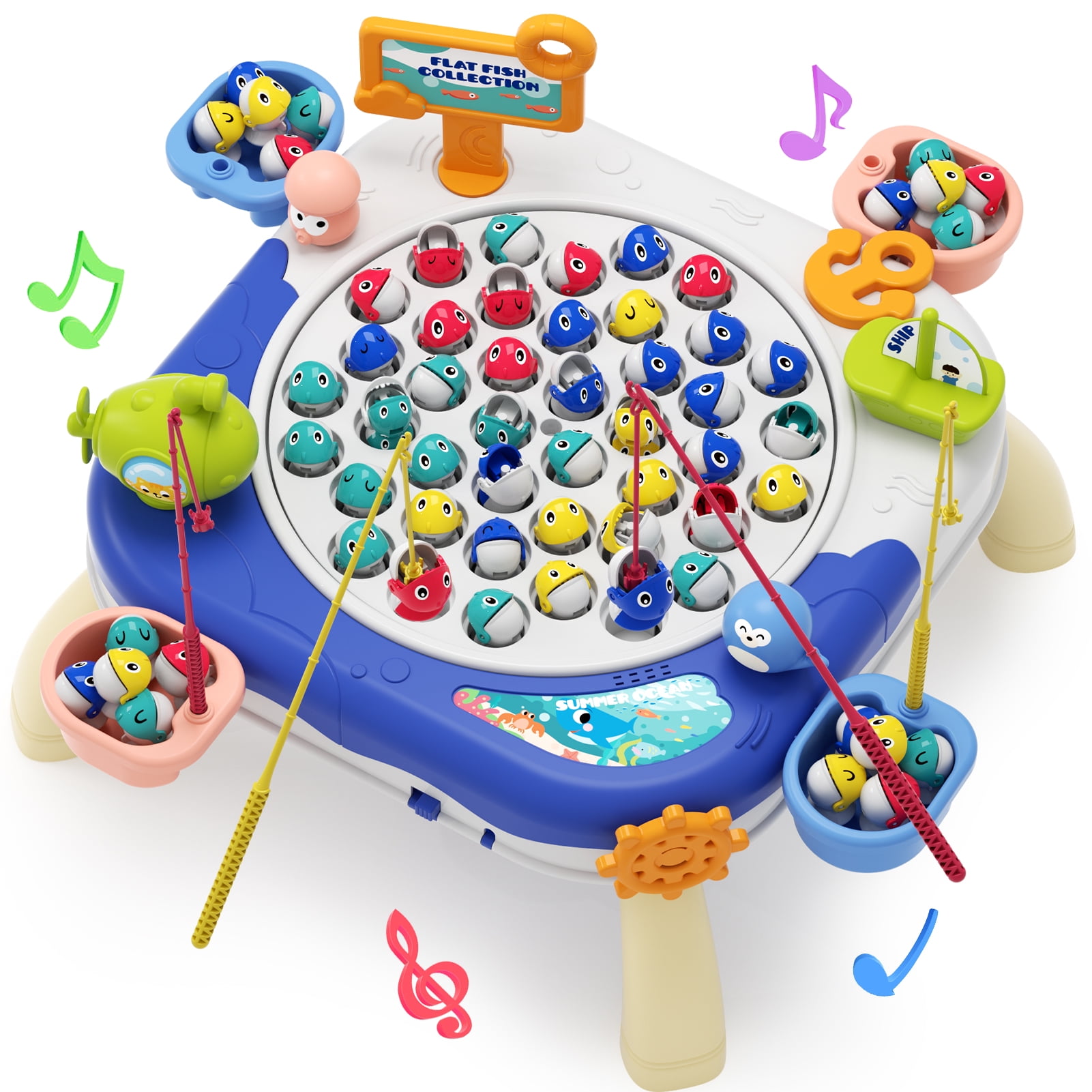 Jiakora Magnetic Fishing Game, 42 Fish, 10 Rods, Toddler Toy Ages