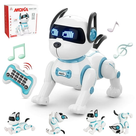 Jiakora Remote Control Robotic Dog - Electric Dog Pet Toy with Touch Function, Dancing, Singing, Rechargeable Smart Animal Toy with 2 Battery - Birthday Gift for Kids Ages 3+