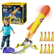 Jiakora Toy Rocket Launcher for Kids, Launch up to 100 ft, 8 Rockets - Fun Outdoor Kids Gifts for Boys & Girls 3+