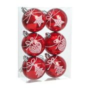 Jialili 6pcs Christmas Balls 6cm Jelly Balls Star Shaped Hearts Painted Balls Christmas Tree Pendants Hanging Balls Set Boxed Christmas Decorations