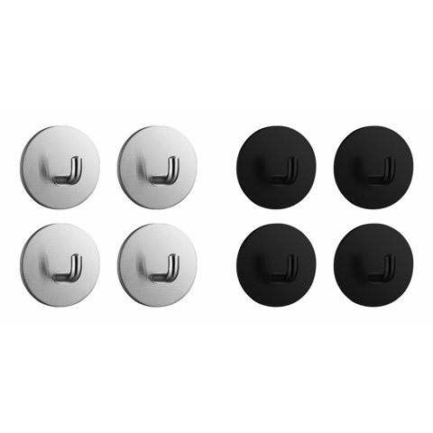 Jialinnn Single Hardware Hook Circular Adhesive Hook 304 Stainless Steel 4-Piece 4.5 cm x 3.1 cm