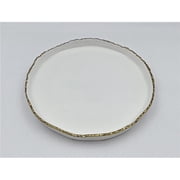 Jiallo 11.5 Simplicity Collection White Porcelain Gold Trim Raised Rim Round Shape Dinner Plate