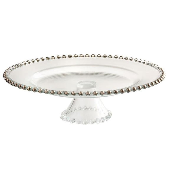 Jiallo 31222 13 in. Silver Beaded Footed Cake Stand