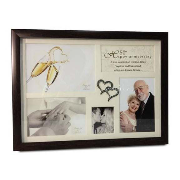 Jiallo 64857 50th Anniversary Collage Photo Frame with Double Heart Icon