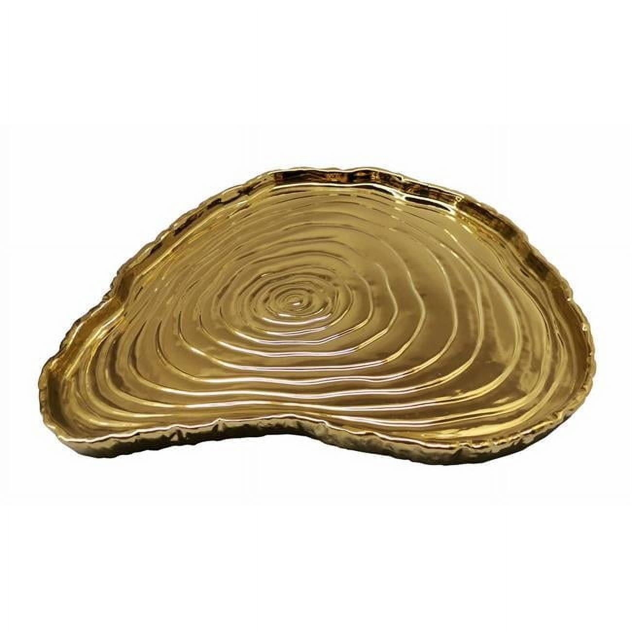 Gold Porcelain Tree Bark Inspired Serving Tray