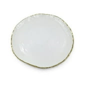 Jiallo 69413 10.5 Simplicity Collection White Porcelain Gold Trim Freestyle Round Dinner Plate