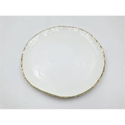 Jiallo 69414 12.5 Simplicity Collection White Porcelain Gold Trim Freestyle Round Charger Plate