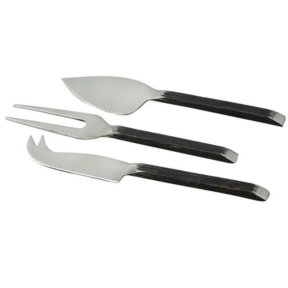 Jiallo 70006 Gibraltar Cheese Set, 2 Tone Black Matte & Stainless Steel - 3 Piece