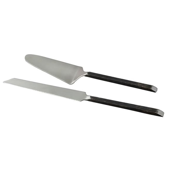Jiallo 70007 Gibraltar Cake Servers Set, 2 Tone Black Matte & Stainless Steel