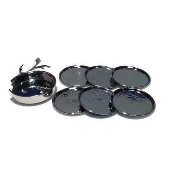 Jiallo 70147 Sparkle Silver Leaf Coaster Set - 7 Piece