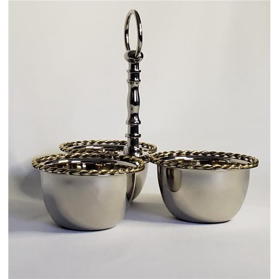 Jiallo 71923 Silver Stainless Steel Triple nut dish w/twisted border