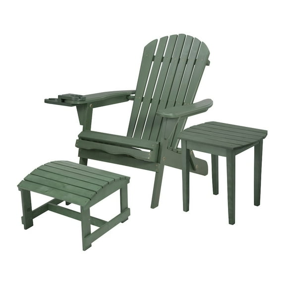 Foldable Adirondack Chair with cup holder Bristro Set with Ottoman