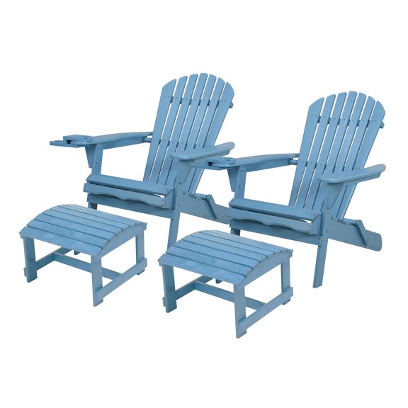 Jiallo Foldable Adirondack Chair With Cup Holder Conversation Set