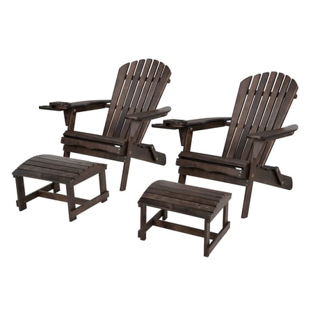 Jiallo Foldable Adirondack Chair With Cup Holder Conversation Set