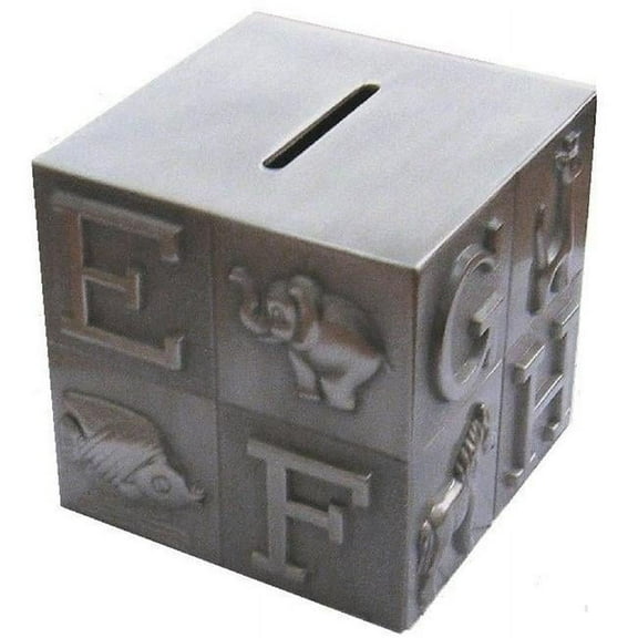 Jiallo Great Gift ABC Block Modern Pewter Plated Bank in Silver