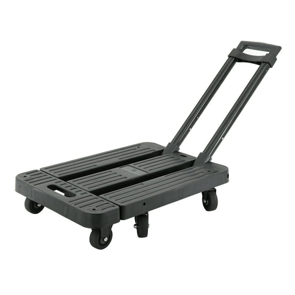 Jiallo Heavy Duty Foldable Utility Dolly Platform Crate with 6 omnidirectional wheels & Telescopic Handle (Black Color)