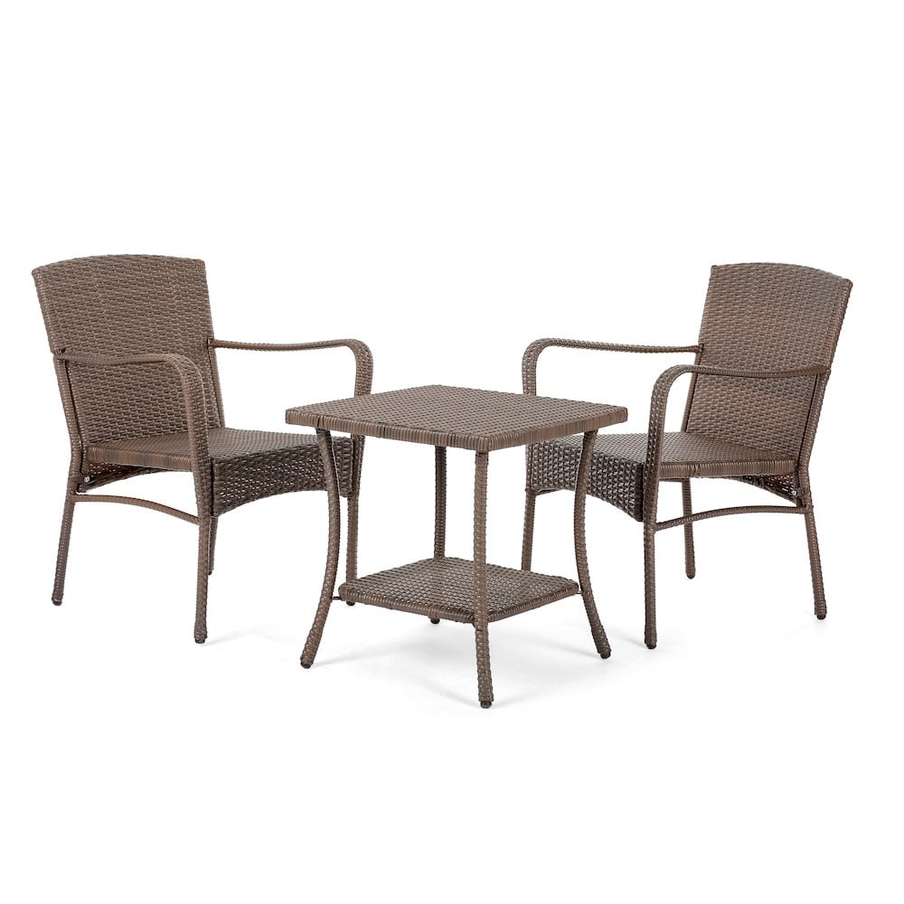 Leisure Brown Wicker 3-Piece Outdoor Patio Conversation Set