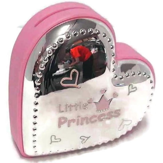 Jiallo Little Princess Heart Stainless Steel Bank in Pink/Silver