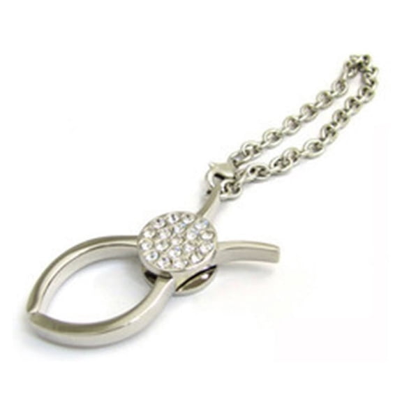 Jiallo Modern Stainless Steel Glove Clip with Chain in Silver