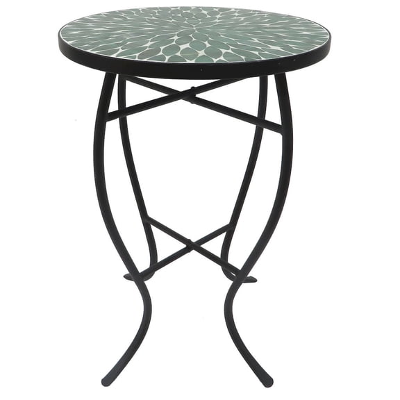 W Unlimited Mosaic Art Stone and Metal Accent Table in Leave Green