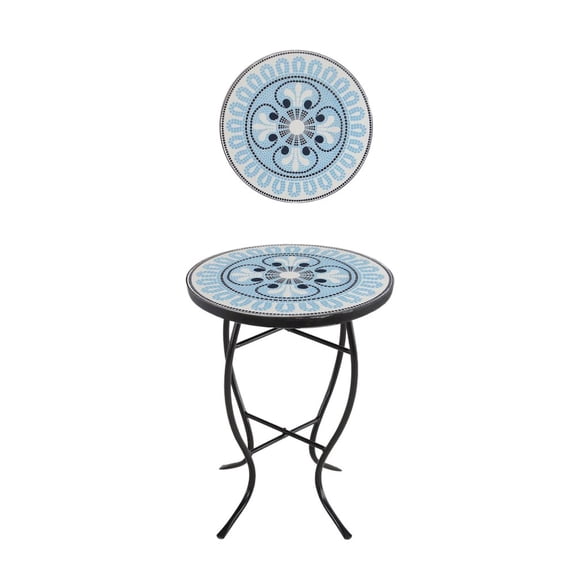 Jiallo Mosaic Pansies Blue Accent Table