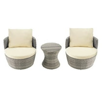 W Unlimited Romantic 3-piece Outdoor Resin and Wicker Bistro Set in Gray