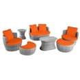 thumbnail image 1 of W Unlimited Romantic Outdoor Grey And Orange 7-Piece Ottoman Set 2115SET7-GY-OR, 1 of 5