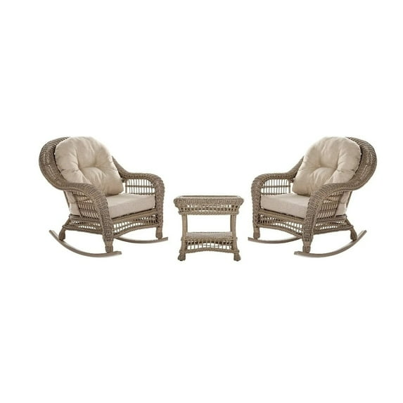 Jiallo Outdoor Patio 3 Pc Cappuccino Furniture Conversation Set With Rocking Chair
