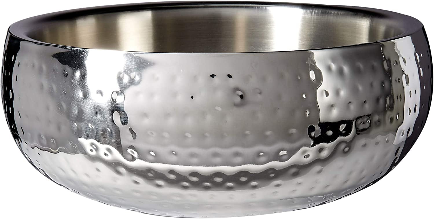 Jiallo Salad Bowl Hammered Silver - 11.5-Inch Stainless Steel Serving ...