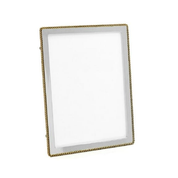 Jiallo  Silver Tone Photo Frame W/ Gold Accent Bead Rim 8 x 10'