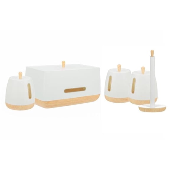 Jiallo WE-T82603-SC-BB-TH 21 in. European Collection Multi functional Kitchen Storage Bin, Canisters & Paper Towel Holder Set - 5 Piece