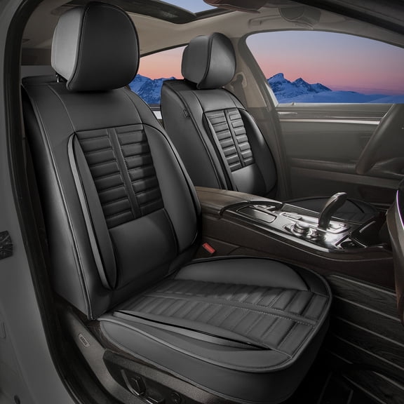 Jiamaoxin Car Seat Covers Fit for BMW X3 2011-2017: 2PCS Front Seat Cover Waterproof Leather Vehicle Seat Cushion(2 Seats, Black)