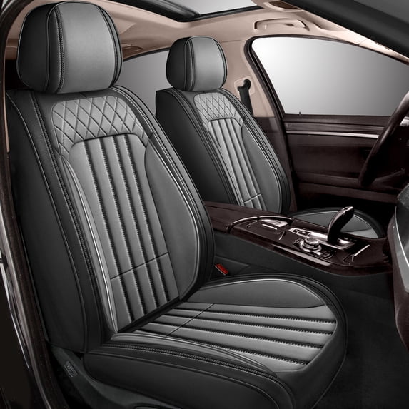 Jiamaoxin Car Seat Covers Fit for Chevrolet Chevy Impala 2014-2020 Full Set Waterploof Leather Seat Cushion Airbag Compatible(5 Seats,Black&Grey)